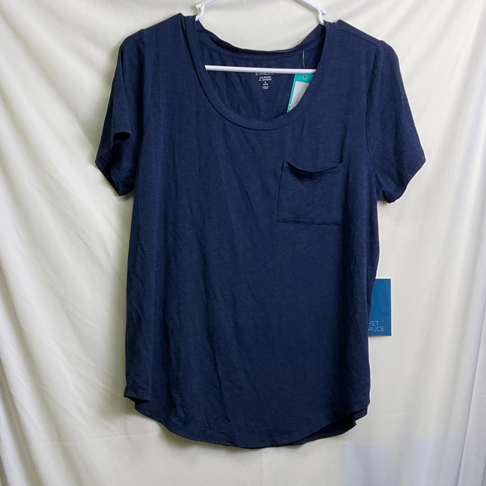 Market & Spruce Elaine Pocket Navy Short Sleeve Tee